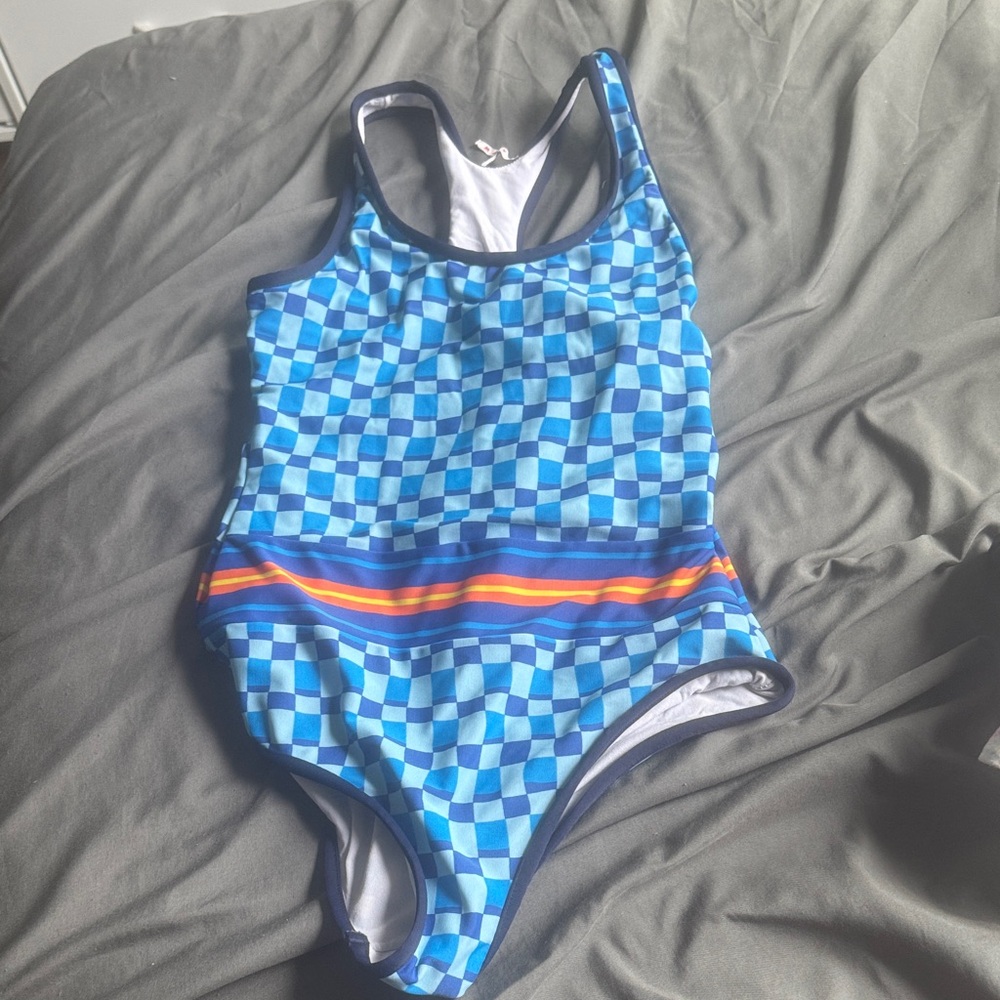 Marni Swim Checkered Blue One-Piece Swimsuit